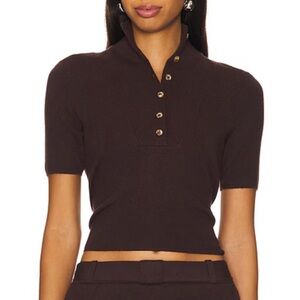 Siedres Nidas Button Detail SS Knit Top NWT